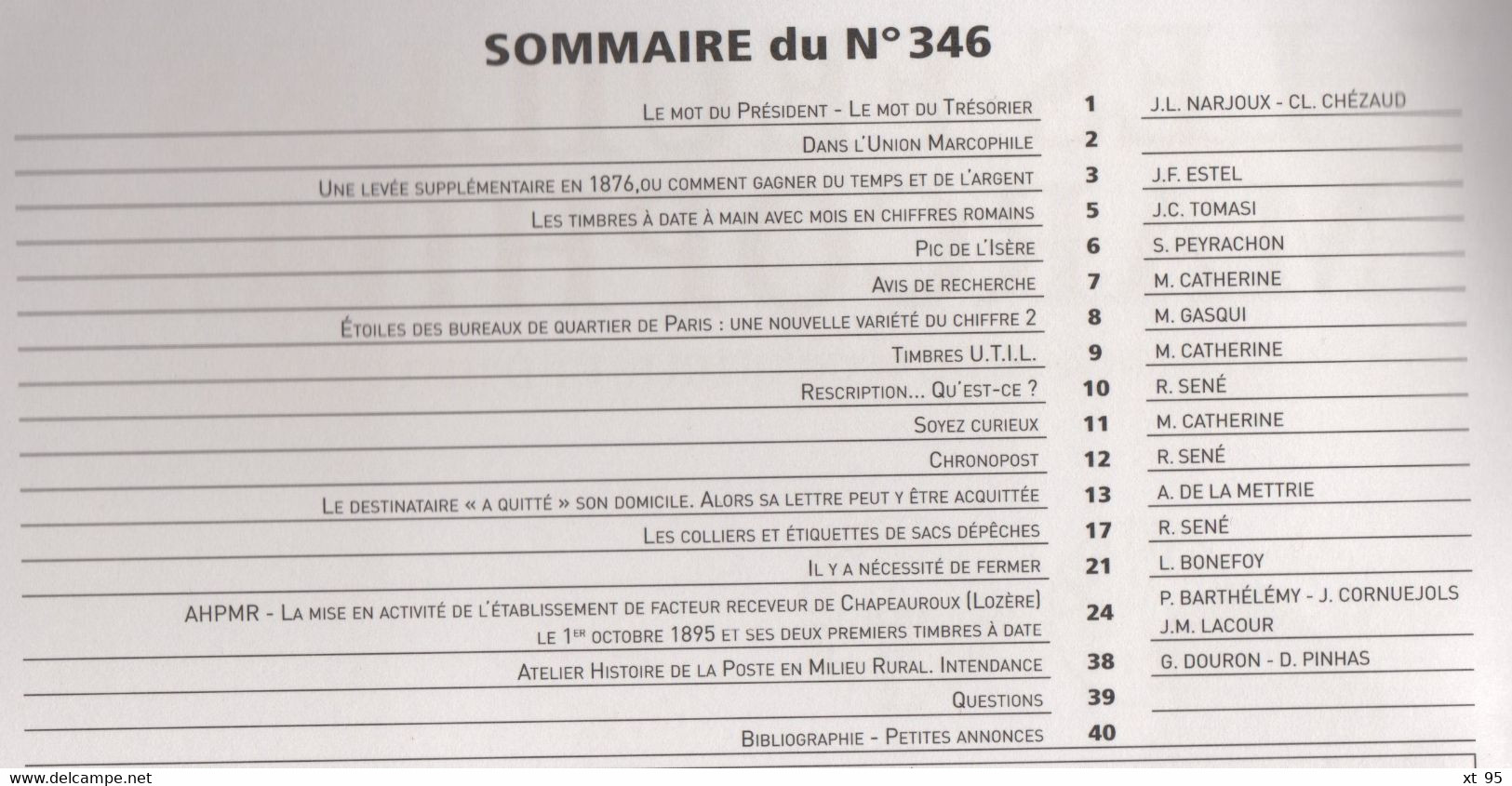 Les Feuilles Marcophiles - N°346 - Voir Sommaire - Frais De Port 2€ - Filatelie En Postgeschiedenis