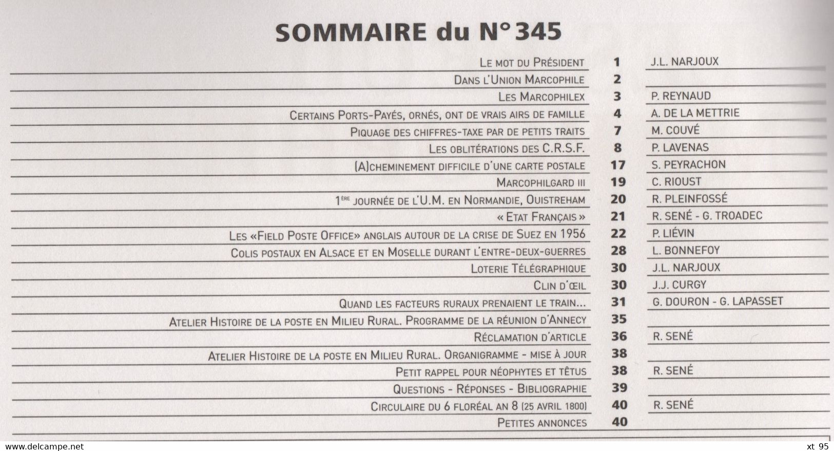 Les Feuilles Marcophiles - N°345 - Voir Sommaire - Frais De Port 2€ - Philatelie Und Postgeschichte