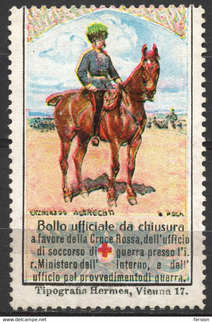 1914 ITALY RED CROSS WW1 Austria Kriegsfürsorge Military WAR Charity LABEL CINDERELLA VIGNETTE Horse GENERAL Albrecht - War Propaganda