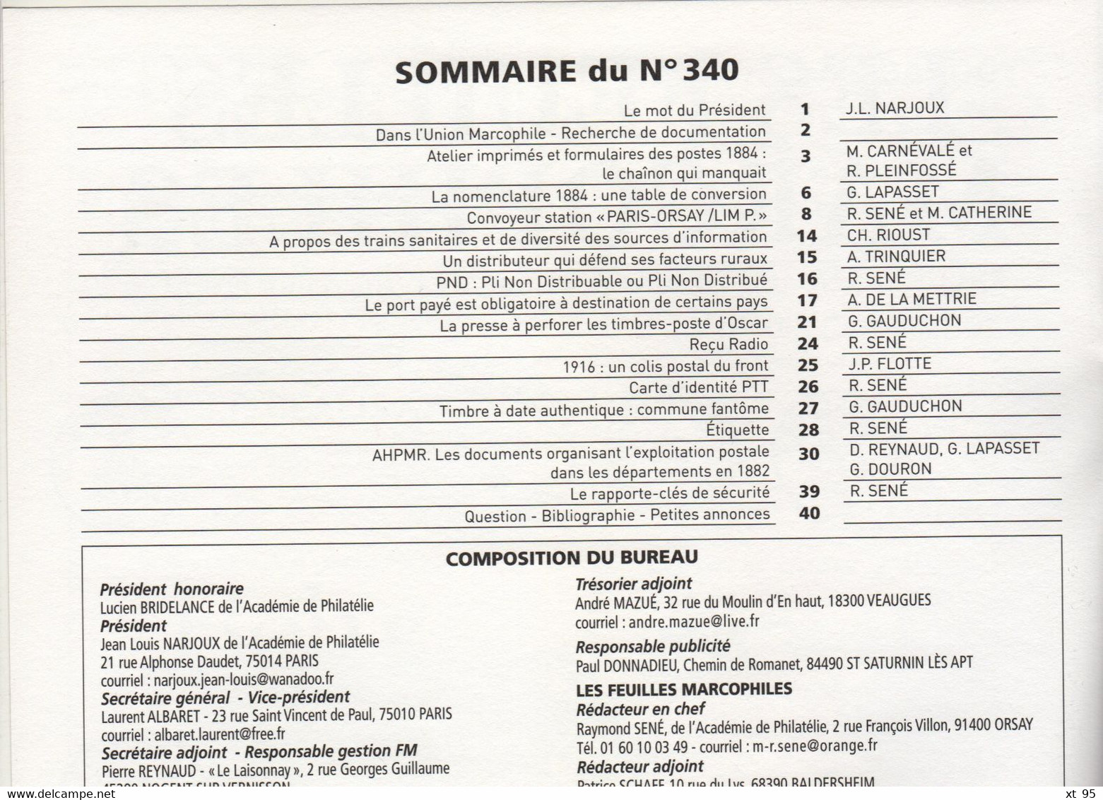 Les Feuilles Marcophiles - N°340 - Voir Sommaire - Frais De Port 2€ - Philatelie Und Postgeschichte