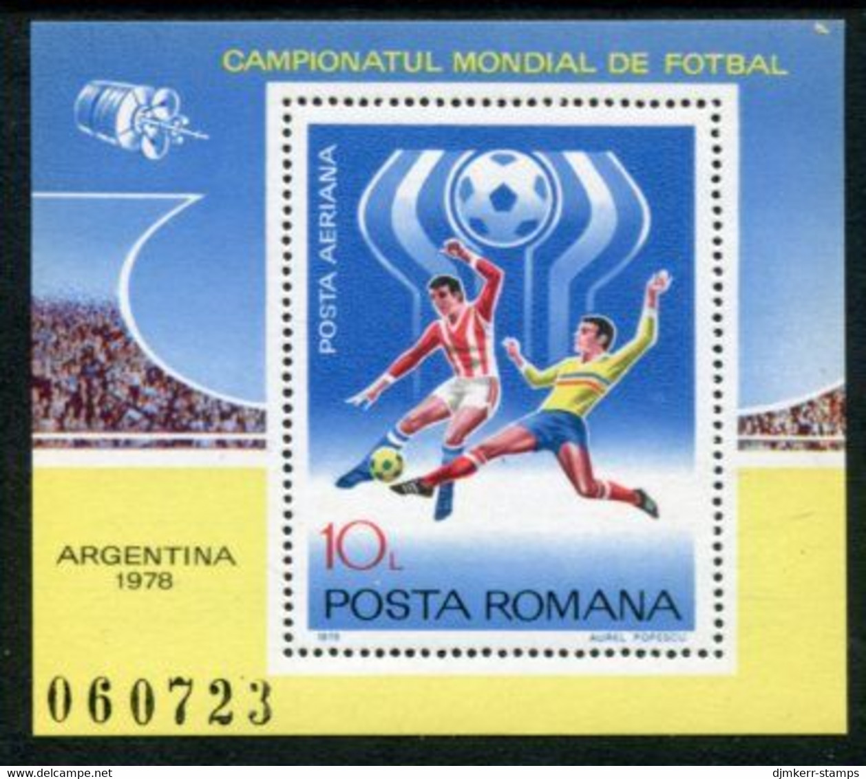 ROMANIA 1978 Football World Cup Imperforate Block MNH / **.  Michel Block 149 - Blocs-feuillets