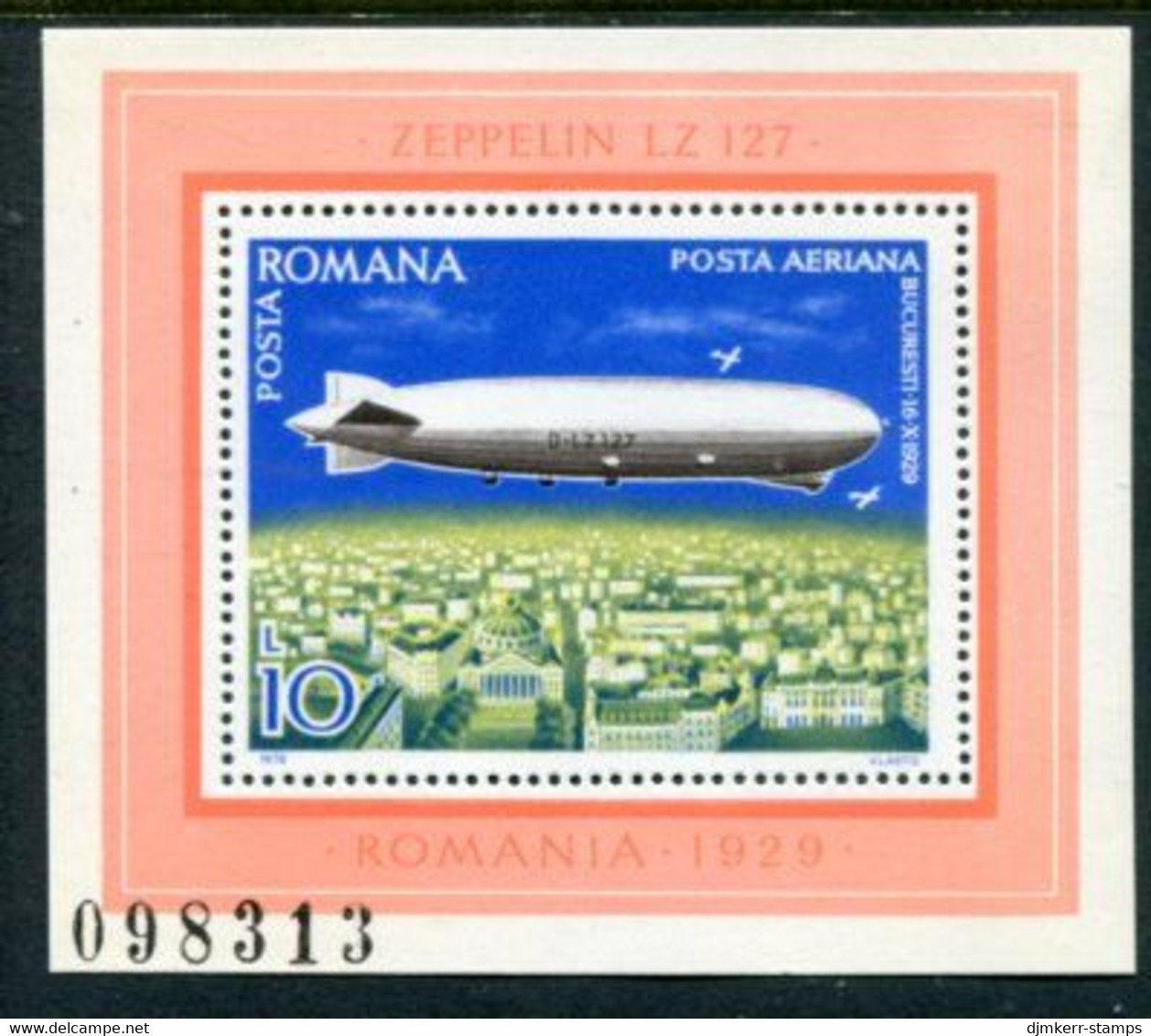 ROMANIA 1978 Airships Block  MNH / **.  Michel Block 148 - Ungebraucht