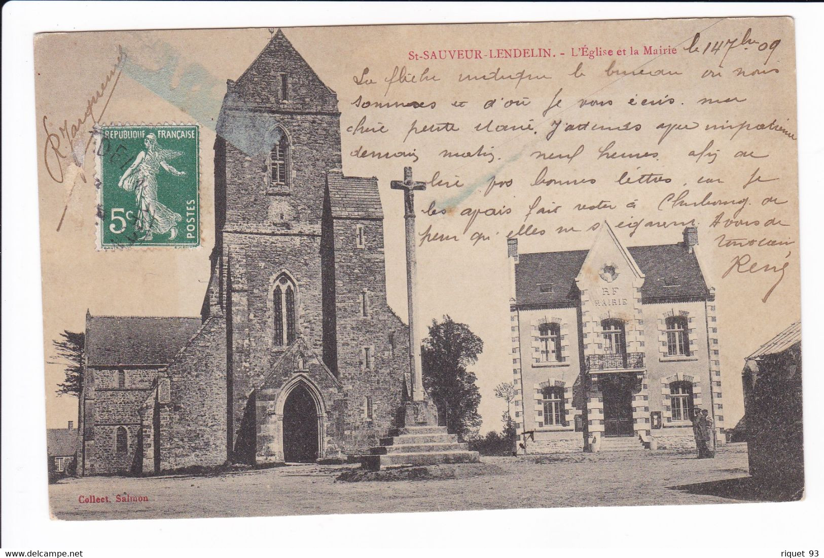 St-SAUVEUR-LENDELIN - L'Eglise Et La Mairie - Autres & Non Classés