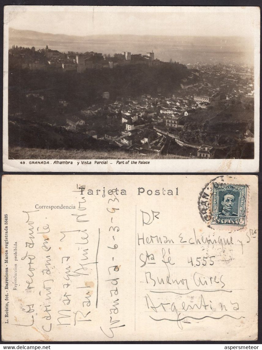 España - Tarjeta Postal - Granada - Alhambra Y Vista Parcial - 1893 - Circulada - A1RR2 - Granada