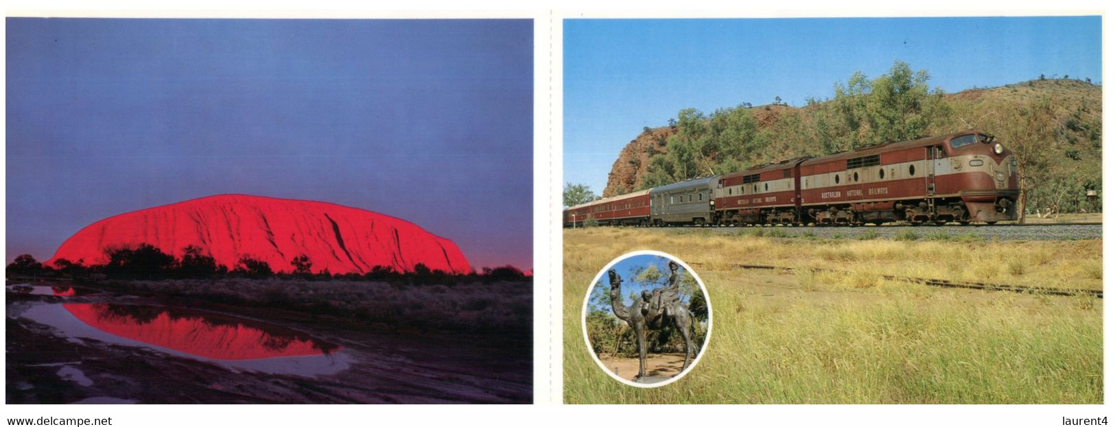 (S 21) Australian - 2 Attached Postcards  - NT - Ulluru & New GHAN Train - Unclassified