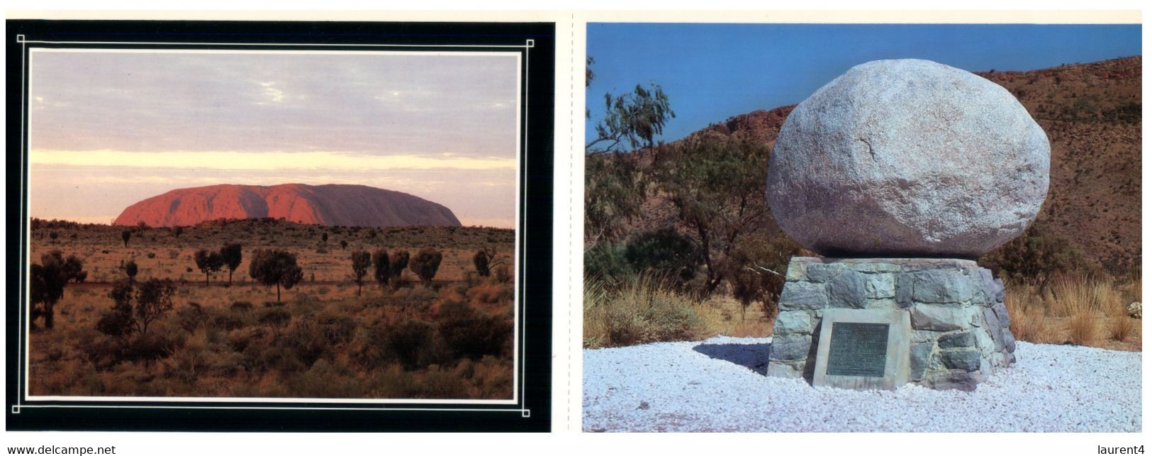 (S 21) Australian - 2 Attached Postcards  - NT - Ulluru & Flynn Grave - Unclassified