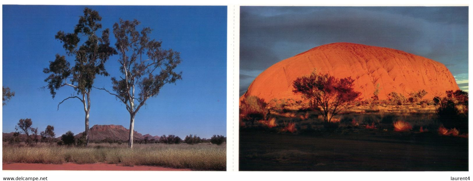 (S 21) Australian - 2 Attached Postcards  - NT - Ulluru & Gum Trees - Unclassified