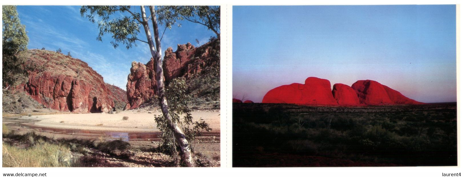 (S 21) Australian - 2 Attached Postcards  - NT - The Olgas & Glen Helen Gorge - Unclassified