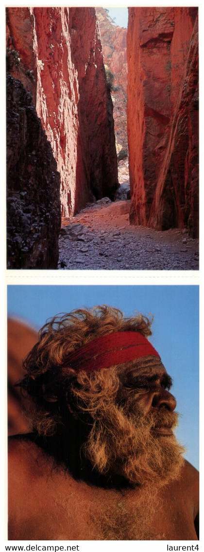 (S 21) Australian - 2 Attached Postcards  - NT - Pitjantjatjare Aboriginal Elder & Standley Chasm - Ohne Zuordnung