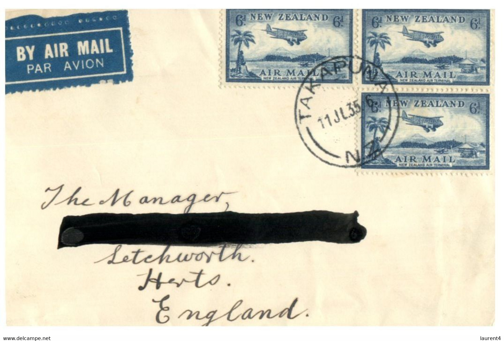 (S 22) New Zealand FDC - 1935 (posted Via England) - New Zealand Air Terminal - Lettres & Documents