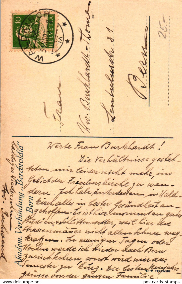Bern, Studentika, Akademische Verbindung "Berchtoldia", 1923 In Waldkirch Versandt - Studen