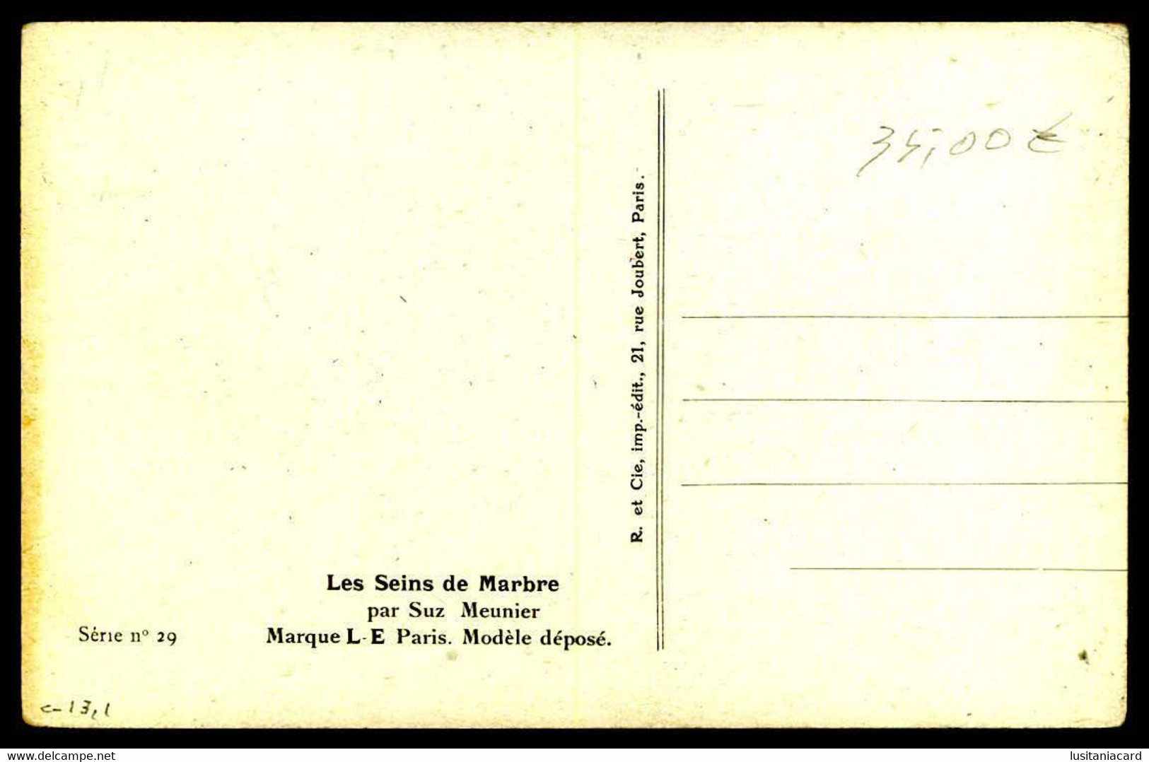 FRANCE -ILLUSTRATEURS - «Suzanne Meunier»-  Les Seins De Marbre. (Ed. L. E.-Paris Serie Nº 29) Carte Postale - Meunier, S.
