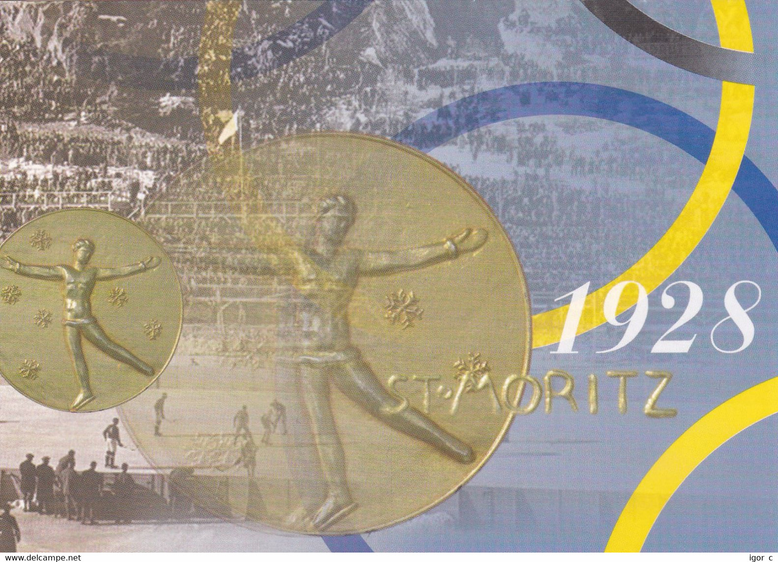 Switzerland 1998 Card; Winter Olampic Games St. Moritz 1928; Swiss Post In Nagano; Ice Hockey; Figure Skating Medal - Winter 1928: St-Moritz