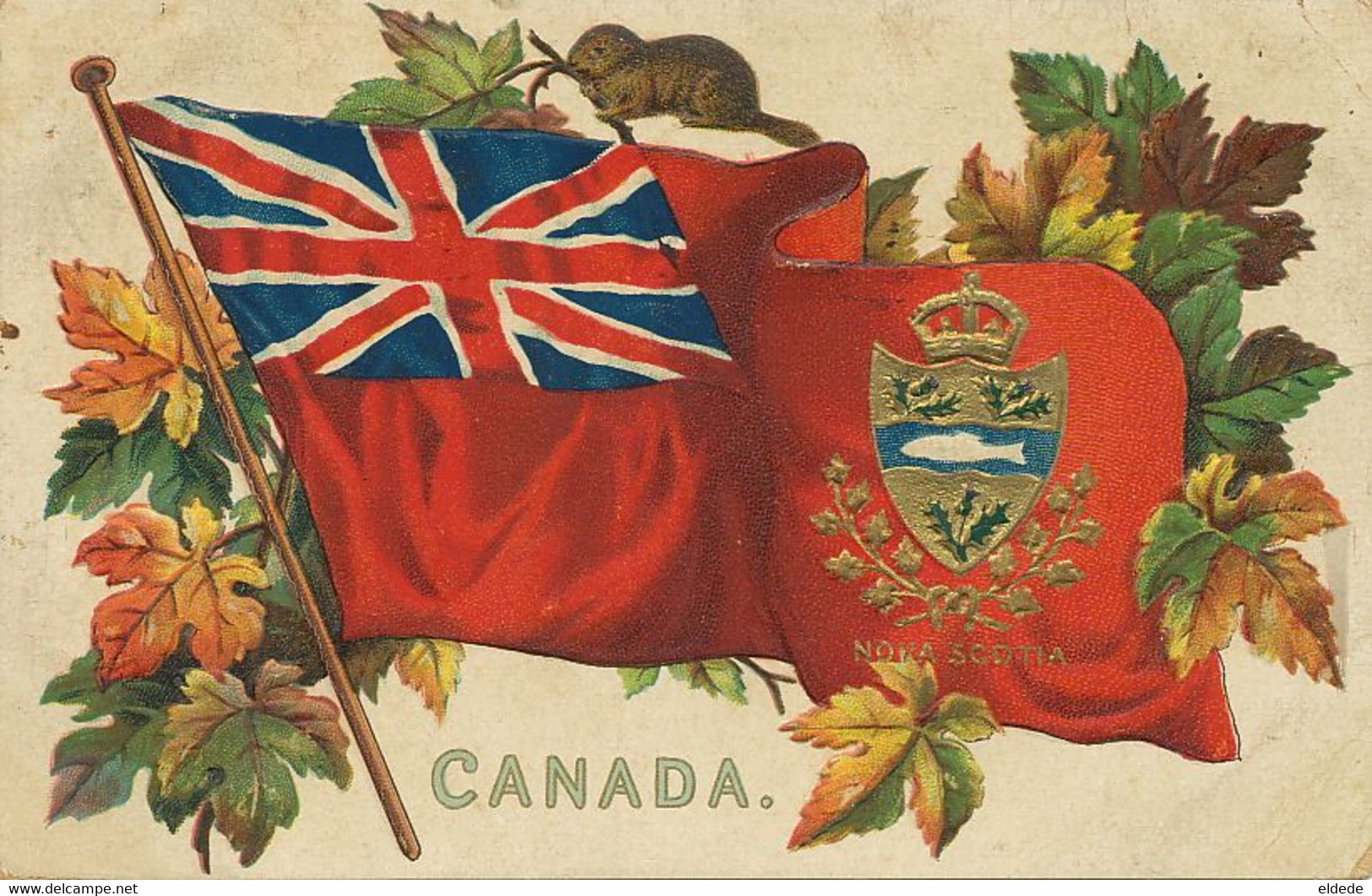 Canada Embossed Coat Of Arms Flag Marmotte To Guanabacoa Cuba Ayala  Tuck - Autres & Non Classés