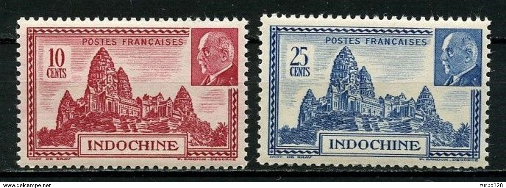 INDOCHINE 1941 N° 222/223 ** Neufs MNH Superbes C 1.92 € Temple D' Angkor Pétain - Unused Stamps