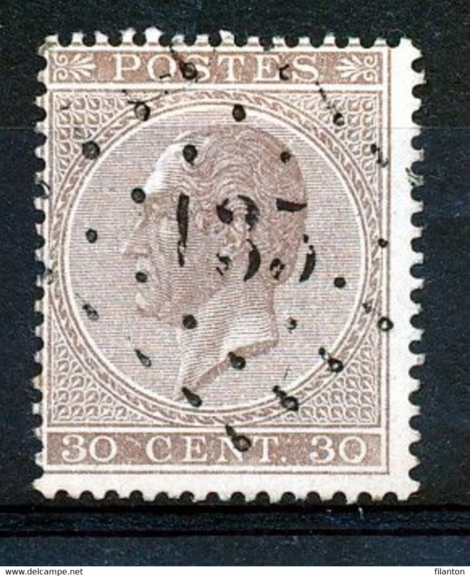 BELGIE - OBP Nr 19 A - Puntstempel  Nr 135  "FRAMERIES" - COBA + 12 € - (ref. ST-1402) - Matasellado Con Puntos