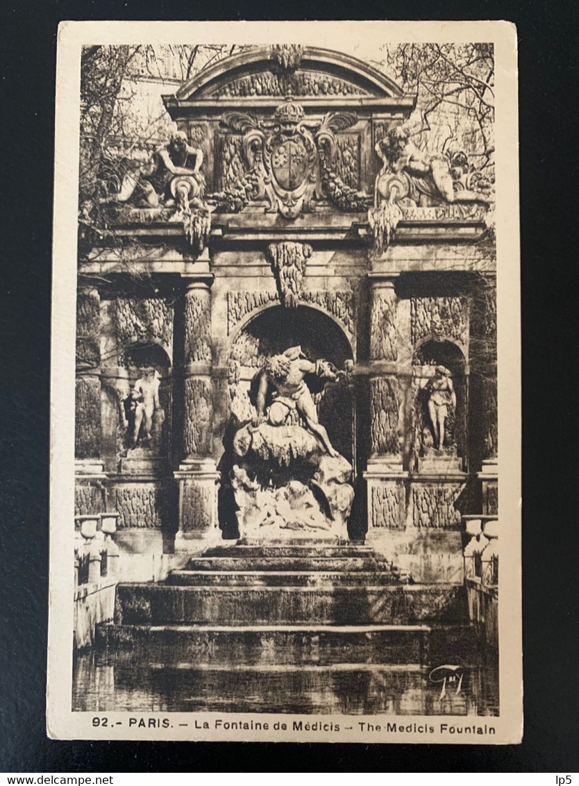 Paris. La Fontaine De Médicis. 92. Carte Réponse Du BHV - Estatuas