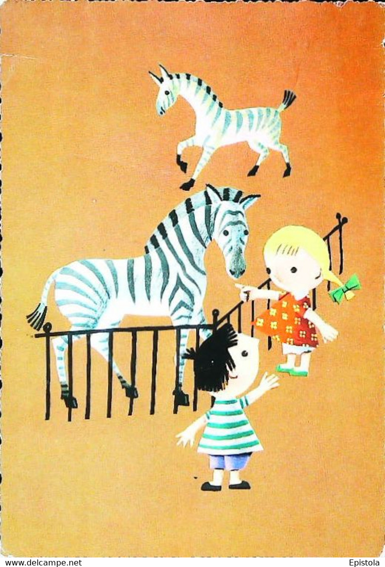 CPSM  Zèbre  Enfant Illustration - Zebras