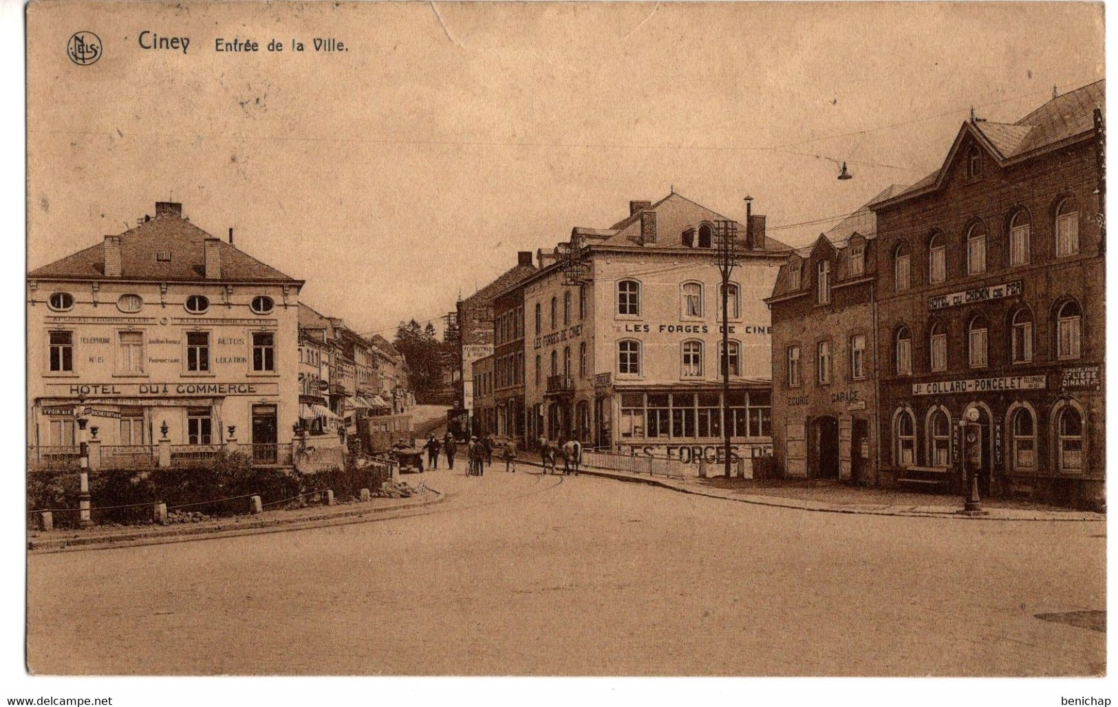 CPA NELS - BANNEUX - CINEY - ENTREE DE LA VILLE - ANIMEE -  COB 279 - CIRCULEE DE CINEY VERS TAMINES 1929. - Ciney