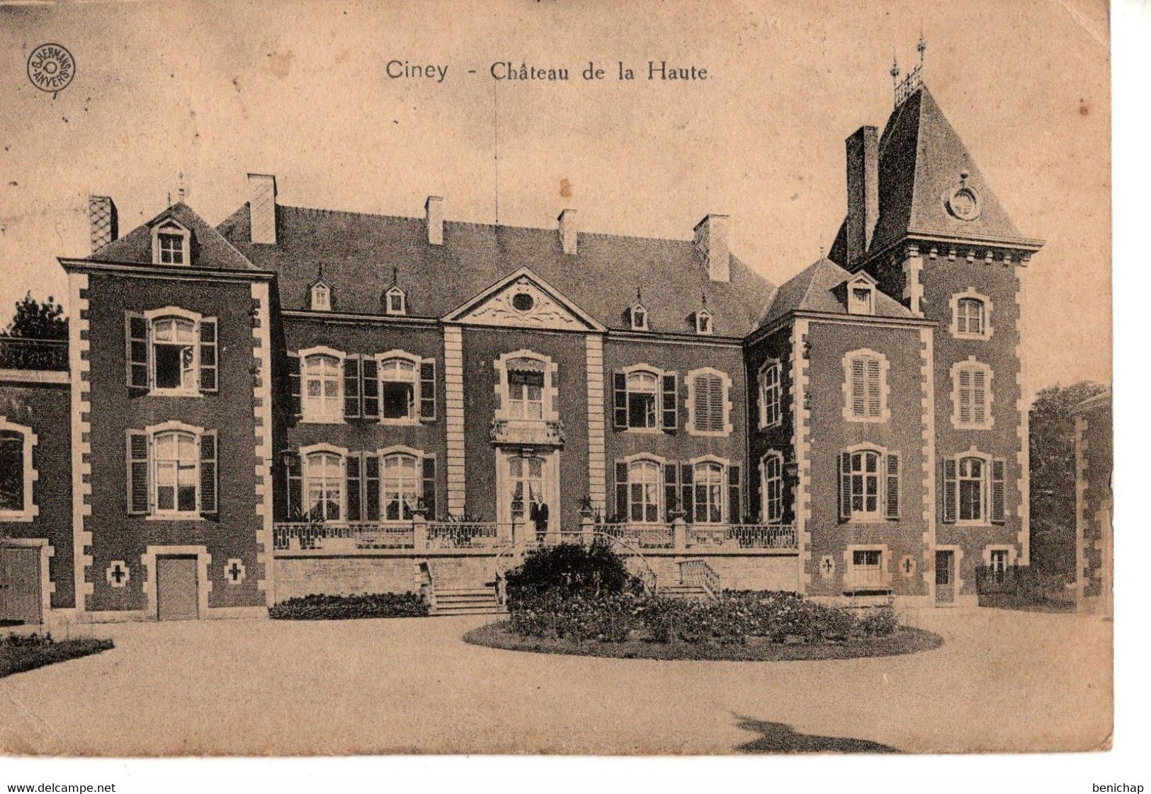 CPA STAR  - CINEY - CHATEAU DE LA HAUTE - ANIMEE -  COB 193 - CIRCULEE DE CINEY VERS TAMINES 1927. - Ciney