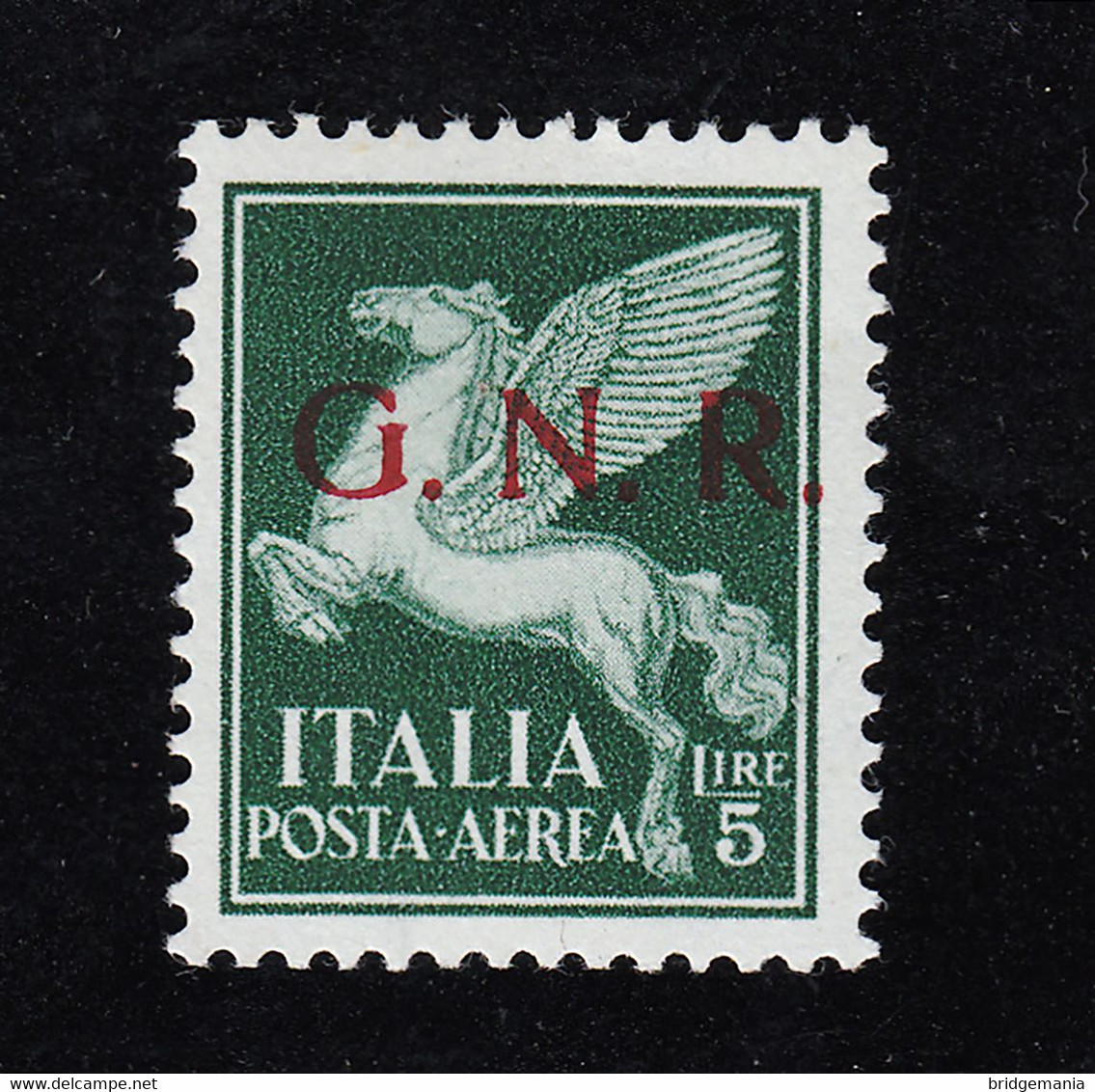 R038 - REPUBBLICA SOCIALE - Lire 5 Tiratura Brescia Primo Tipo Sass.123/I MH* - Periziato SORANI - Poste Aérienne