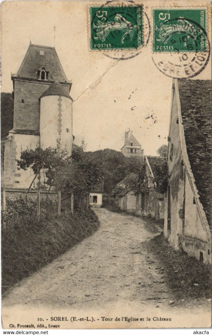 CPA SOREL - Tour De L'Église Et La Chateau (33199) - Sorel-Moussel
