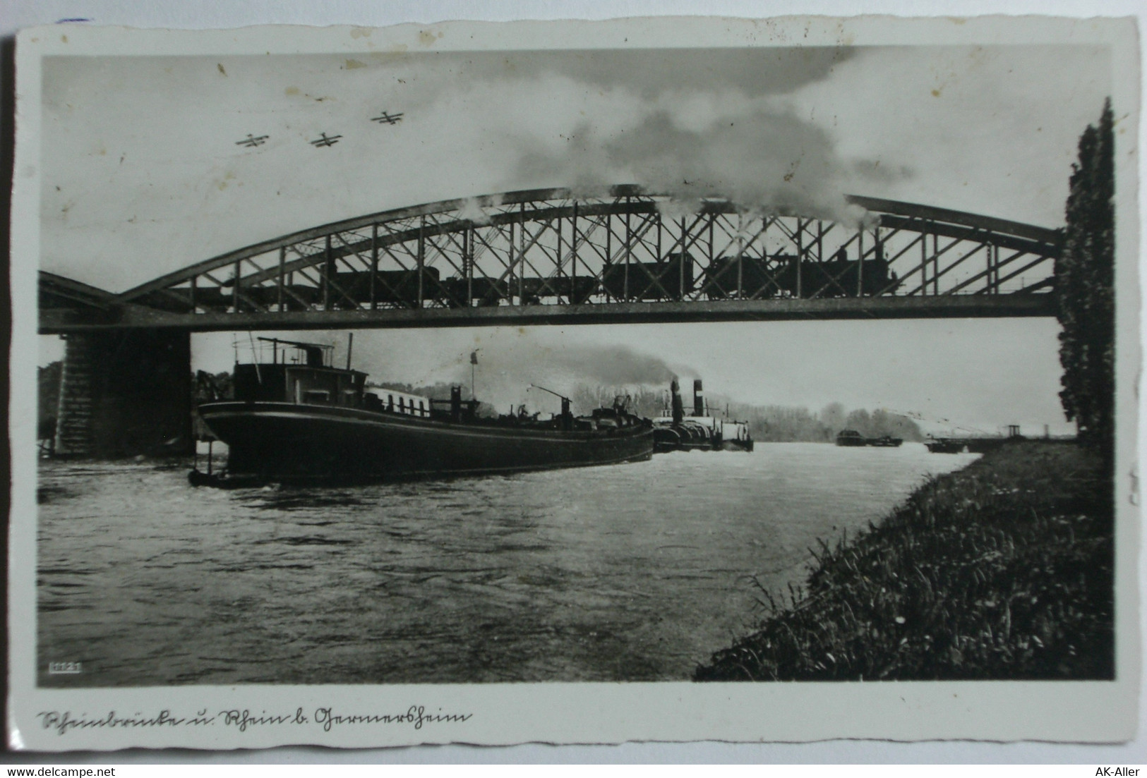 Germersheim Rheinbrücke Und Rhein Bahnbrücke Güterzug Schiffe Ugl - Puentes