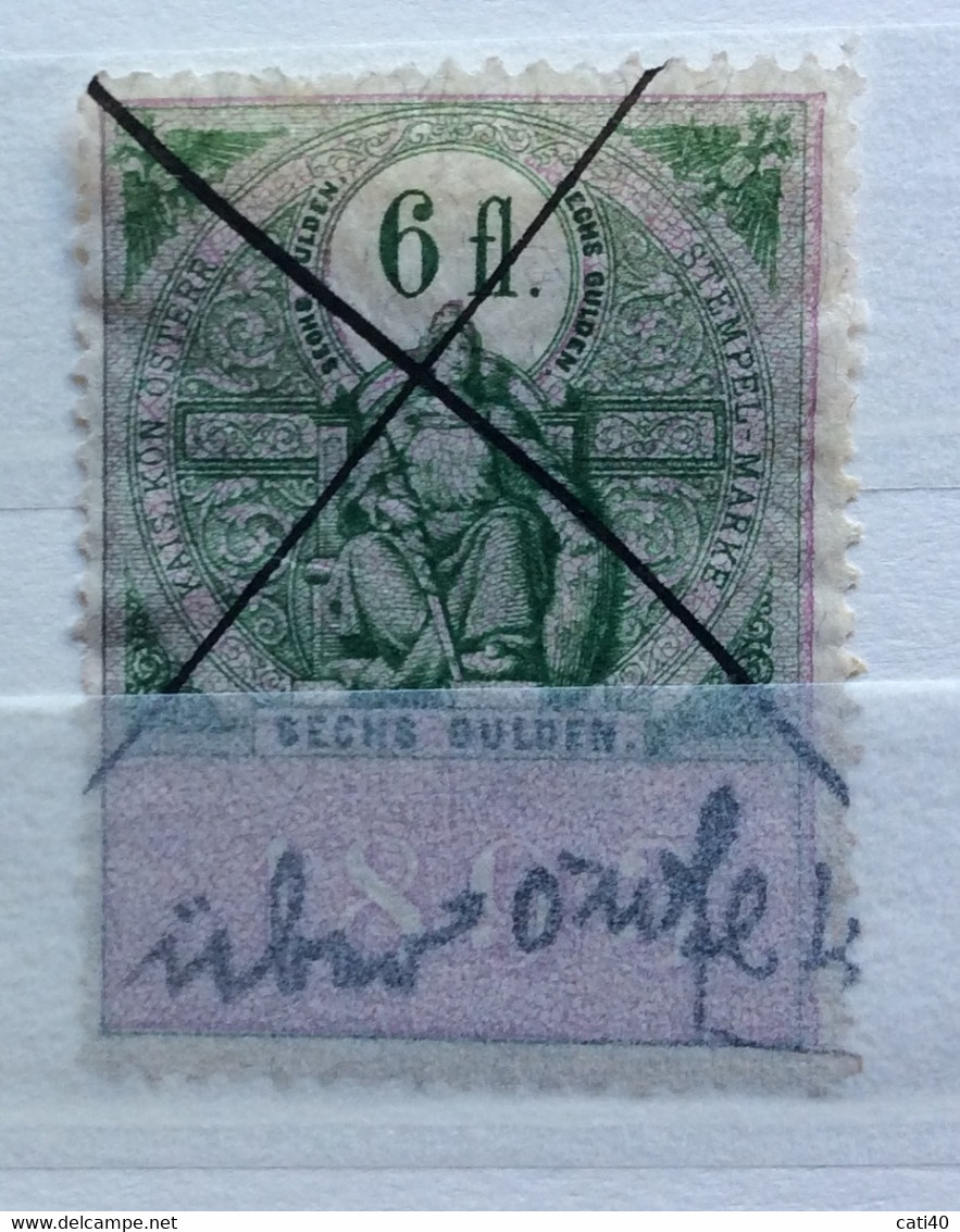 AUSTRIA  MARCA DA BOLLO - STEMPELMARK  6 Fl  - 1893 - Fiscales