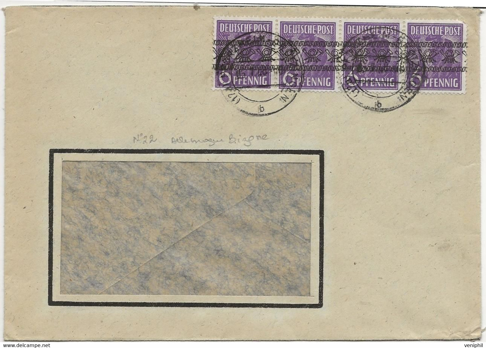 ALLEMAGNE - LETTRE DES ZONES A.A.S - N° 22 BANDE DE 4 - ANNEE 1948 - - Other & Unclassified