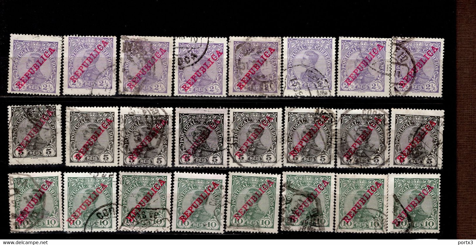 Por.168 - 170 Konvolut König Manuel II Mit  Schrägem Überdruck Republica Gestempelt /used (1) - Used Stamps