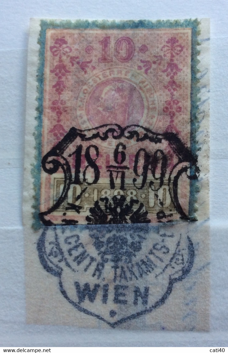 AUSTRIA  MARCA DA BOLLO - STEMPELMARK  10 H  - 1898 - Splendido Annullo - Fiscali