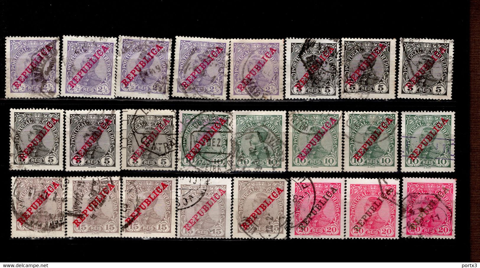 Por.168 - 172 Konvolut König Manuel II Mit  Schrägem Überdruck Republica Gestempelt /used (2) - Used Stamps