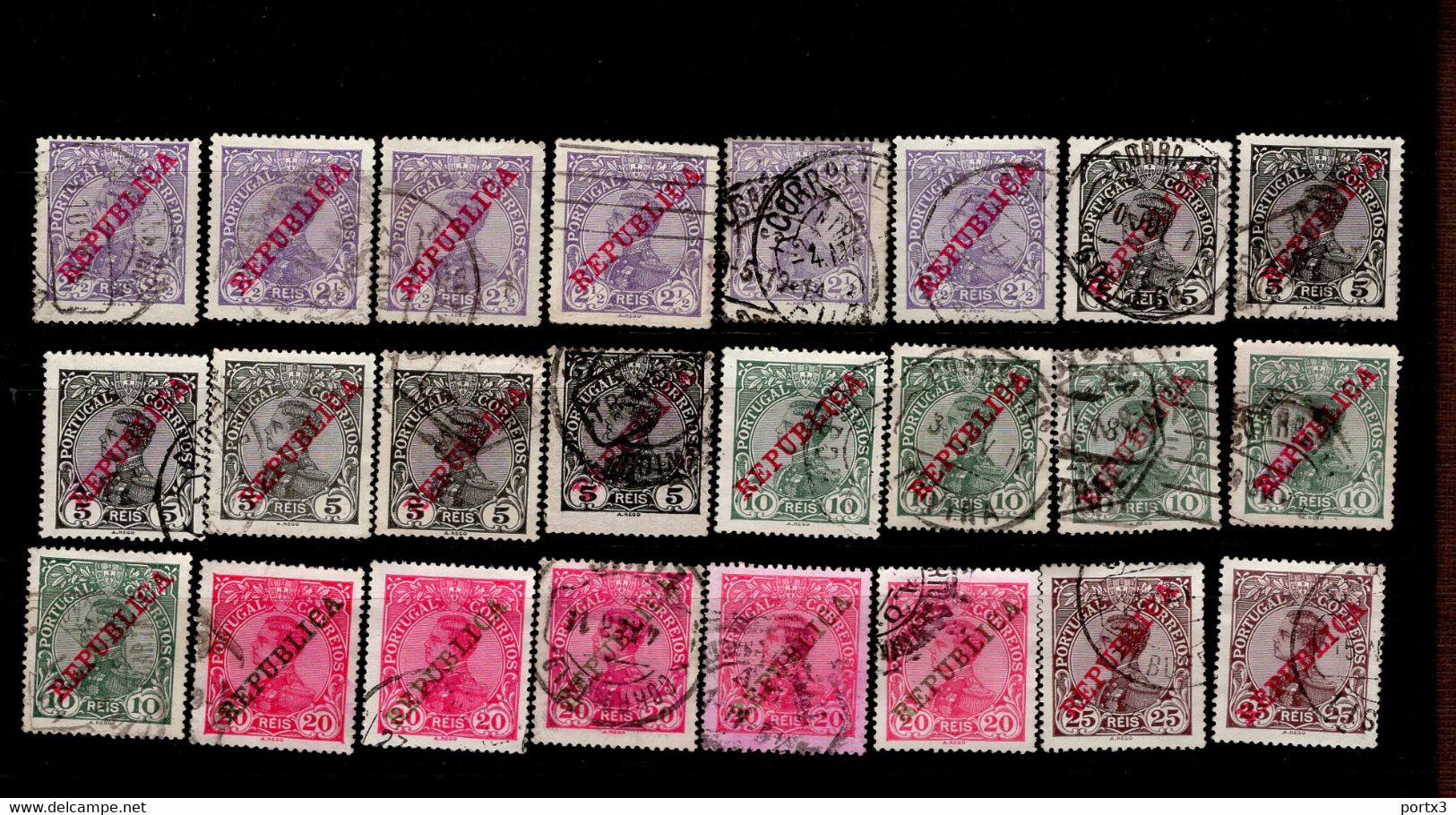 Por.168 - 173 Ex Konvolut König Manuel II Mit  Schrägem Überdruck Republica Gestempelt /used (3) - Used Stamps