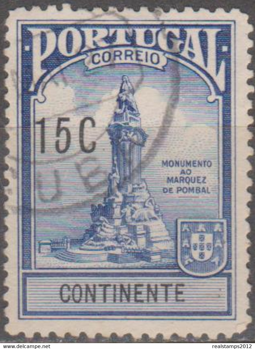 PORTUGAL (IMP. POSTAL E TELEGRÁFICO) - 1925  Monumento Ao Marquês De Pombal  15 C. (Monumento)  (o)  MUNDIFIL  Nº 20 - Gebraucht