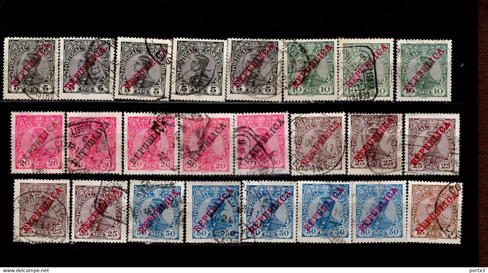 Por.169 - 175 Ex Konvolut König Manuel II Mit  Schrägem Überdruck Republica Gestempelt /used (4) - Used Stamps