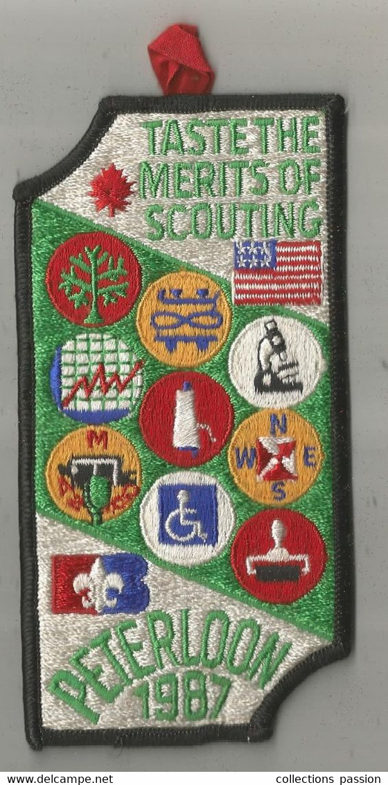 JC , écusson Tissu , Scouts , Scout , Scoutisme, Etats Unis, TASTE THE MERITS OF SCOUTING , 150 X 75 Mm, Frais Fr 2.25 E - Stoffabzeichen