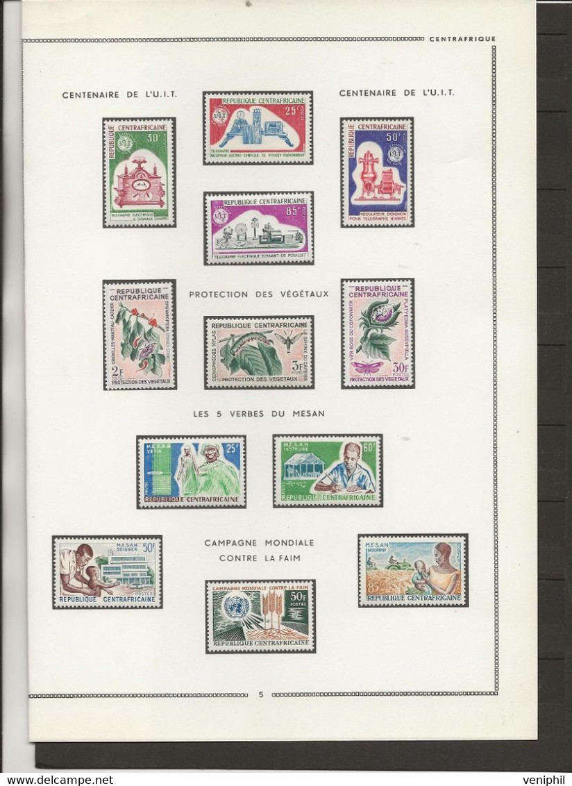 REPUBLIQUE CENTRAFRICAINE N° 35 A 57 NEUF CHARNIERE -ANNEE 1963-65- COTE :26 € - República Centroafricana