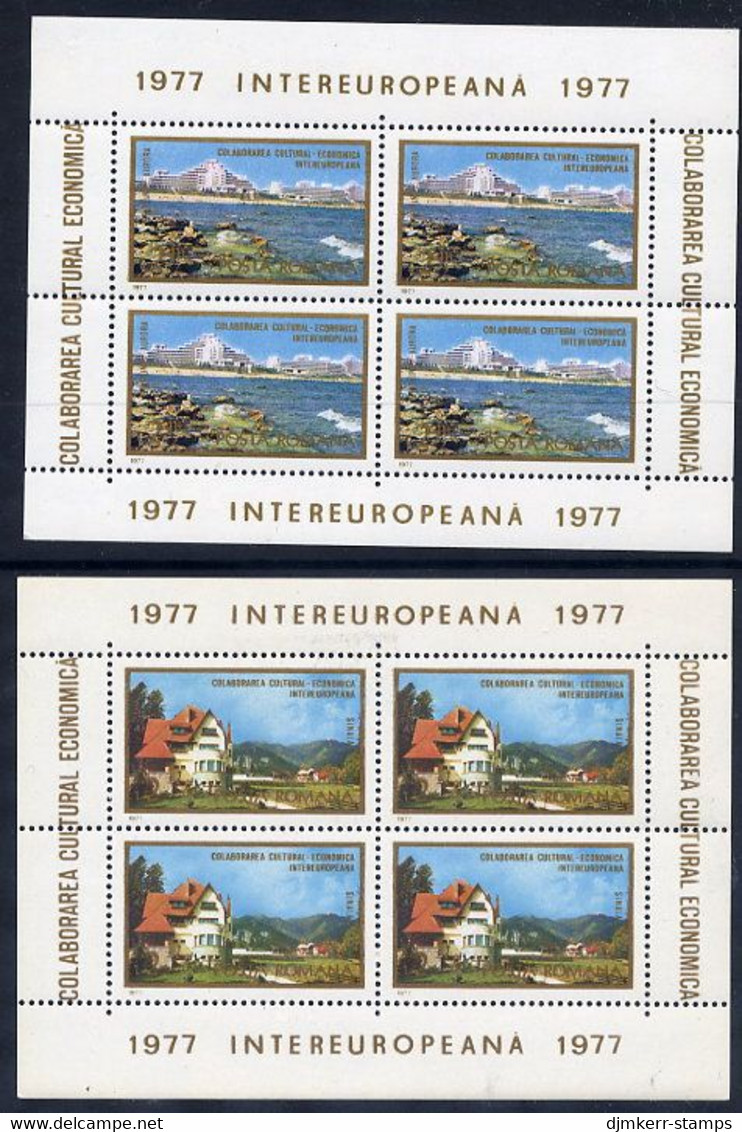 ROMANIA 1977 INTEREUROPA Blocks MNH / **.  Michel Block 141-42. - Unused Stamps