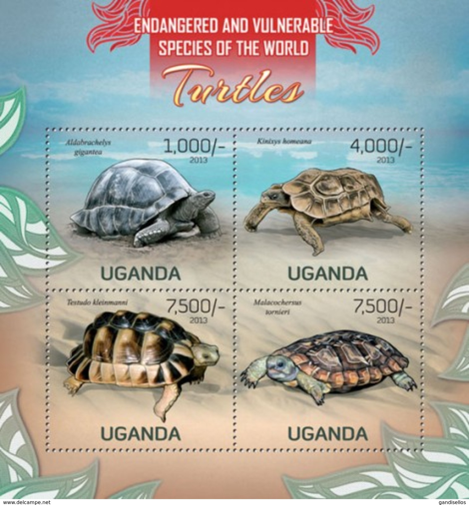 UGANDA 2013 SHEET WILDLIFE TURTLES TORTUES TARTARUGAS TORTUGAS TARTARUGHE SCHILDKROTEN REPTILES Ugn13102a - Uganda (1962-...)