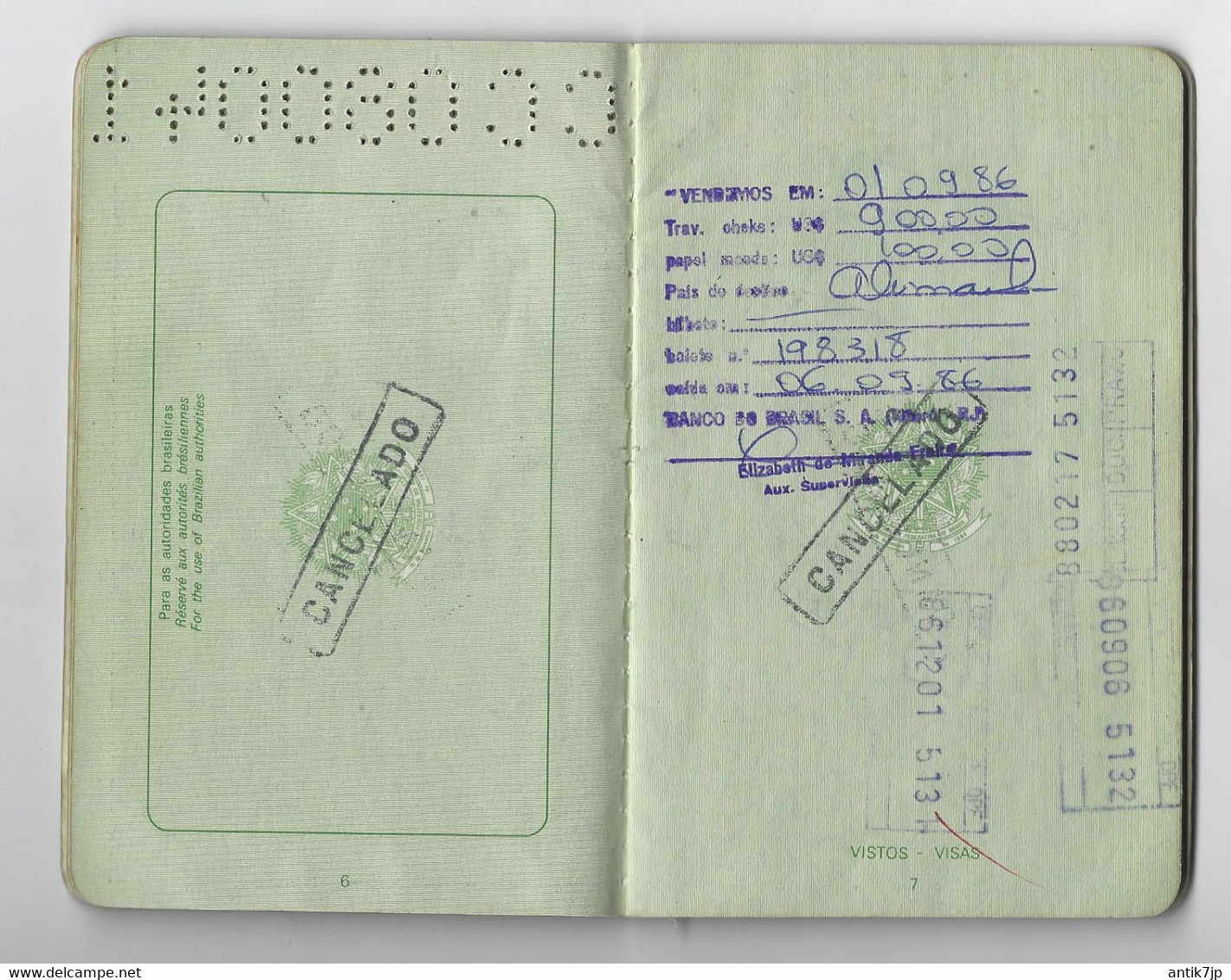 BRASIL PASSPORT VISAS 1980 - 1990 - Documenti Storici