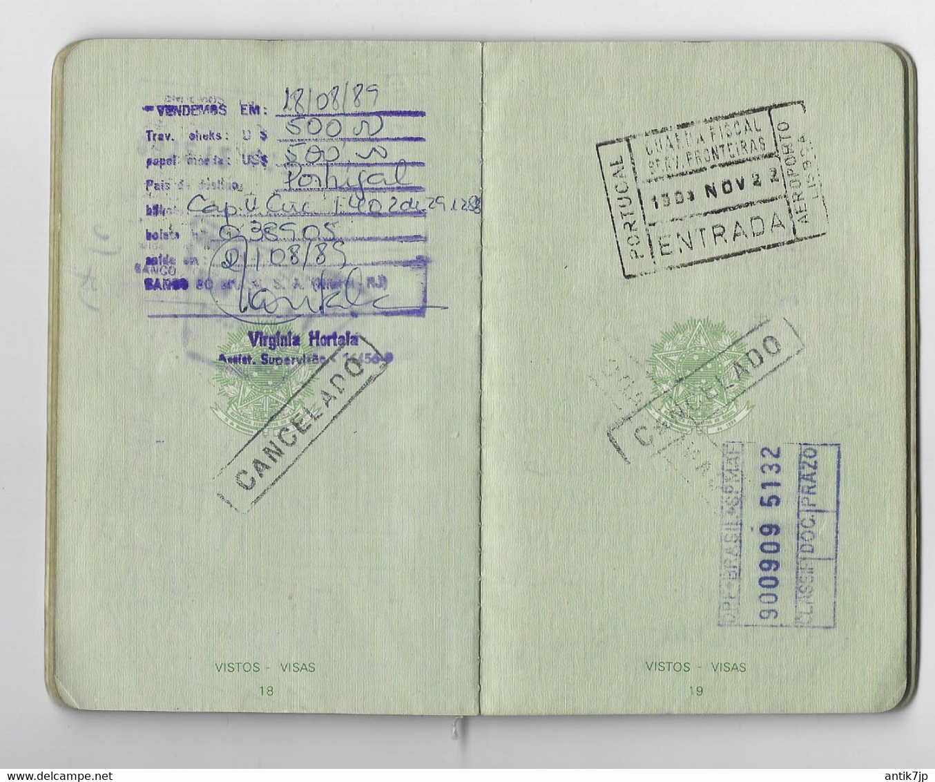 BRASIL PASSPORT VISAS 1980 - 1990