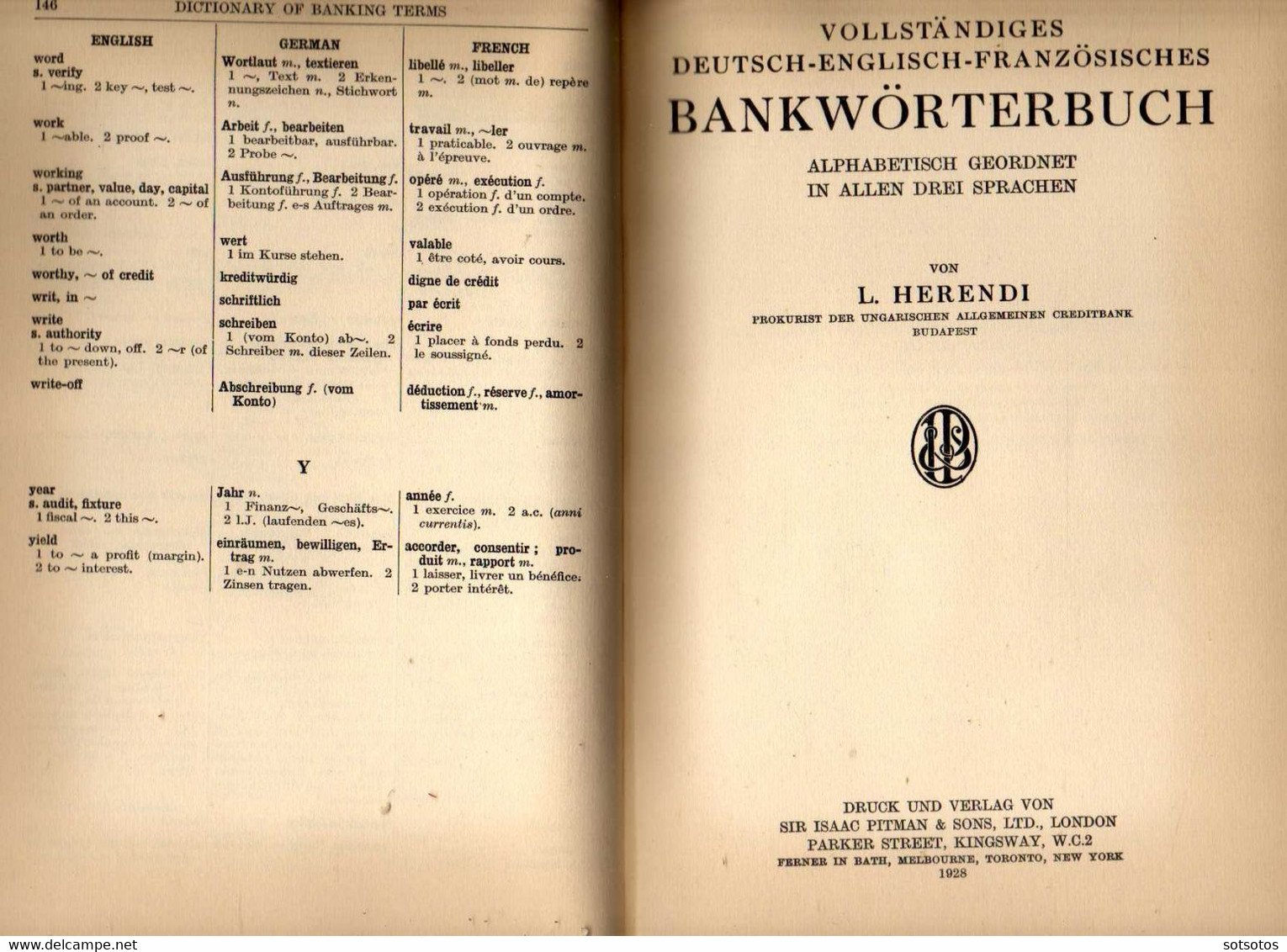 A complete Dictionary of Banking Terms in Three Languages (English – German – French) by L.  Herendi