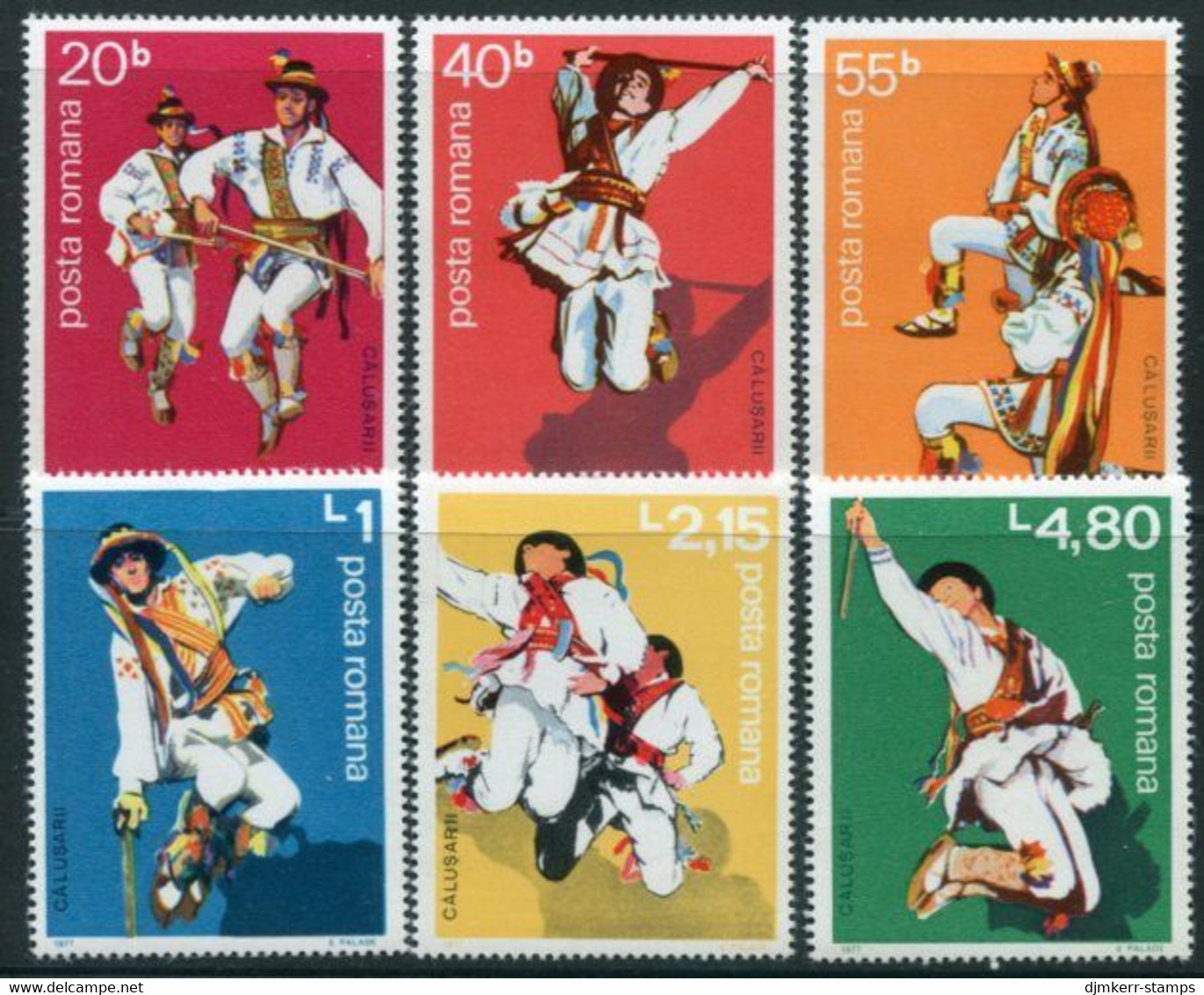 ROMANIA 1977 Folk Dances MNH / **.  Michel 3474-79 - Nuevos