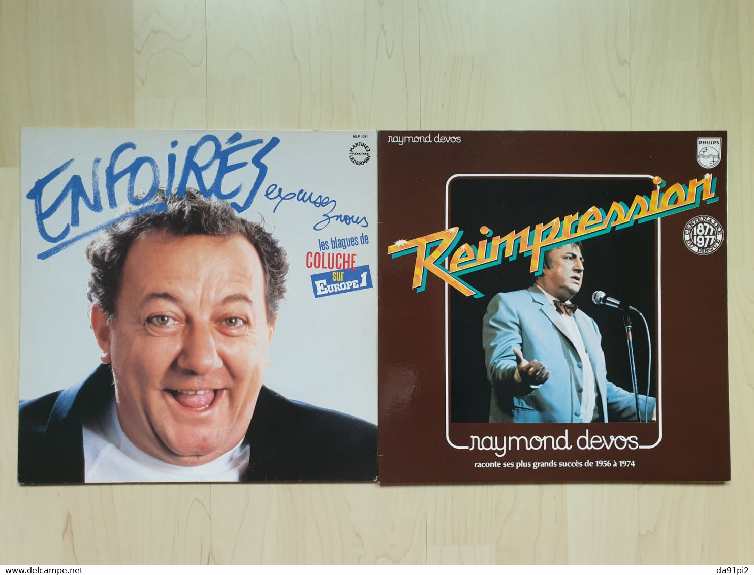 2 Albums 33 Tours Vinyle Coluche Et Raymond Devos - Other & Unclassified