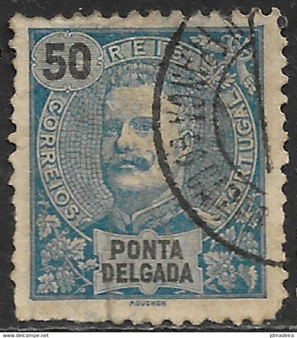 Ponta Delgada – 1897 King Carlos 50 Réis VILA FRANCA DO CAMPO Cancel - Ponta Delgada