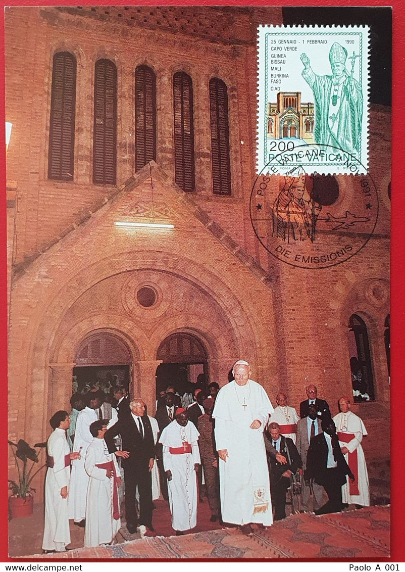 VATICANO VATIKAN VATICAN POPE JOHN PAUL II 1991 IN CAPE VERDE GUINEA BISSAU MALI BURKINA FASO TCHAD MAXIMUMCARD - Covers & Documents