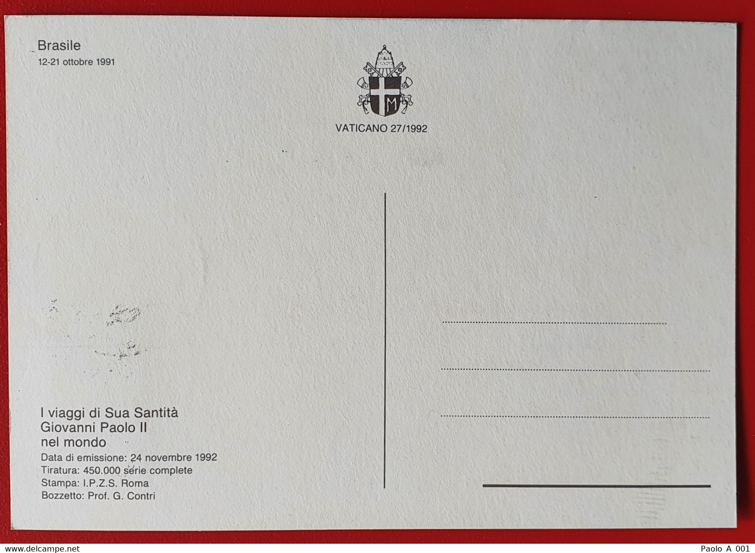 VATICANO VATIKAN VATICAN POPE JOHN PAUL II 1992 IN BRASIL BRAZIL MAXIMUMCARD - Cartas & Documentos