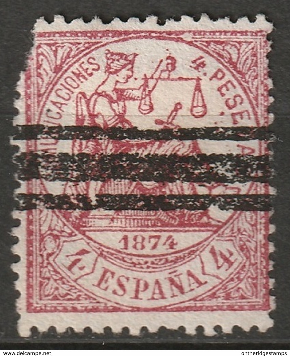 Spain 1874 Sc 209 Ed 151 Used Bar Cancel Damaged Corner - Usados