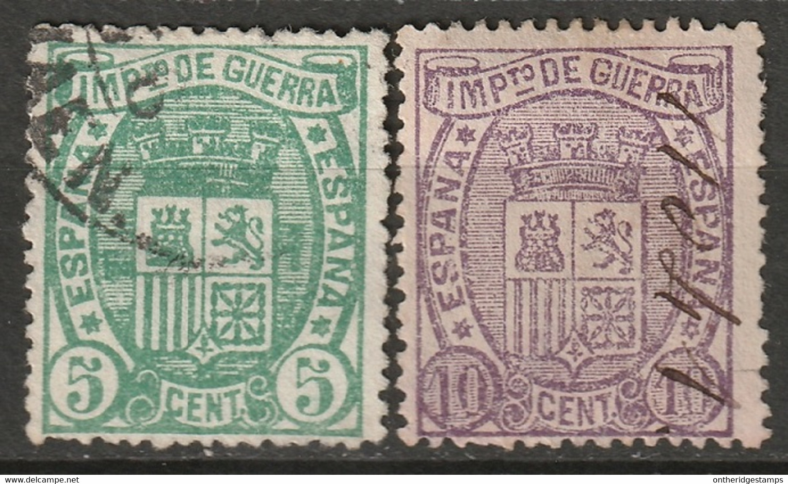 Spain 1875 Sc MR3-4 Ed 154-5 War Tax Used - Impuestos De Guerra