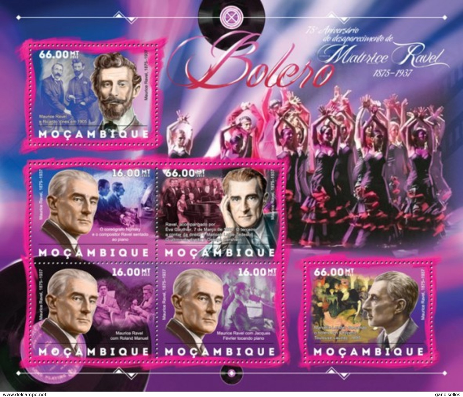 MOZAMBIQUE 2012 SHEET MAURICE RAVEL COMPOSERS COMPOSITEURS COMPOSITORES KOMPONISTEN Moz12430a - Mozambico